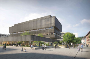 visualisierung_staedtle Visualisierung der neuen Landesbibliothek mit Blick ins Vaduzer Städtle.